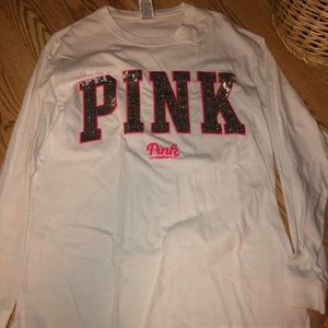 Long sleeved white Pink Victoria’s Secret shirt